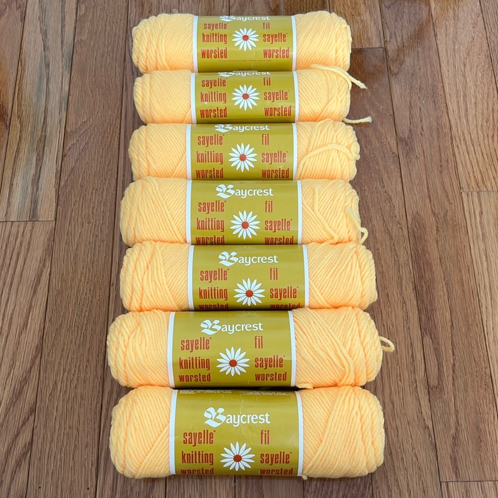 Lot of Seven (7) Skeins of Baycrest Sayelle Knitting Worsted in Sunstar (Yellow)